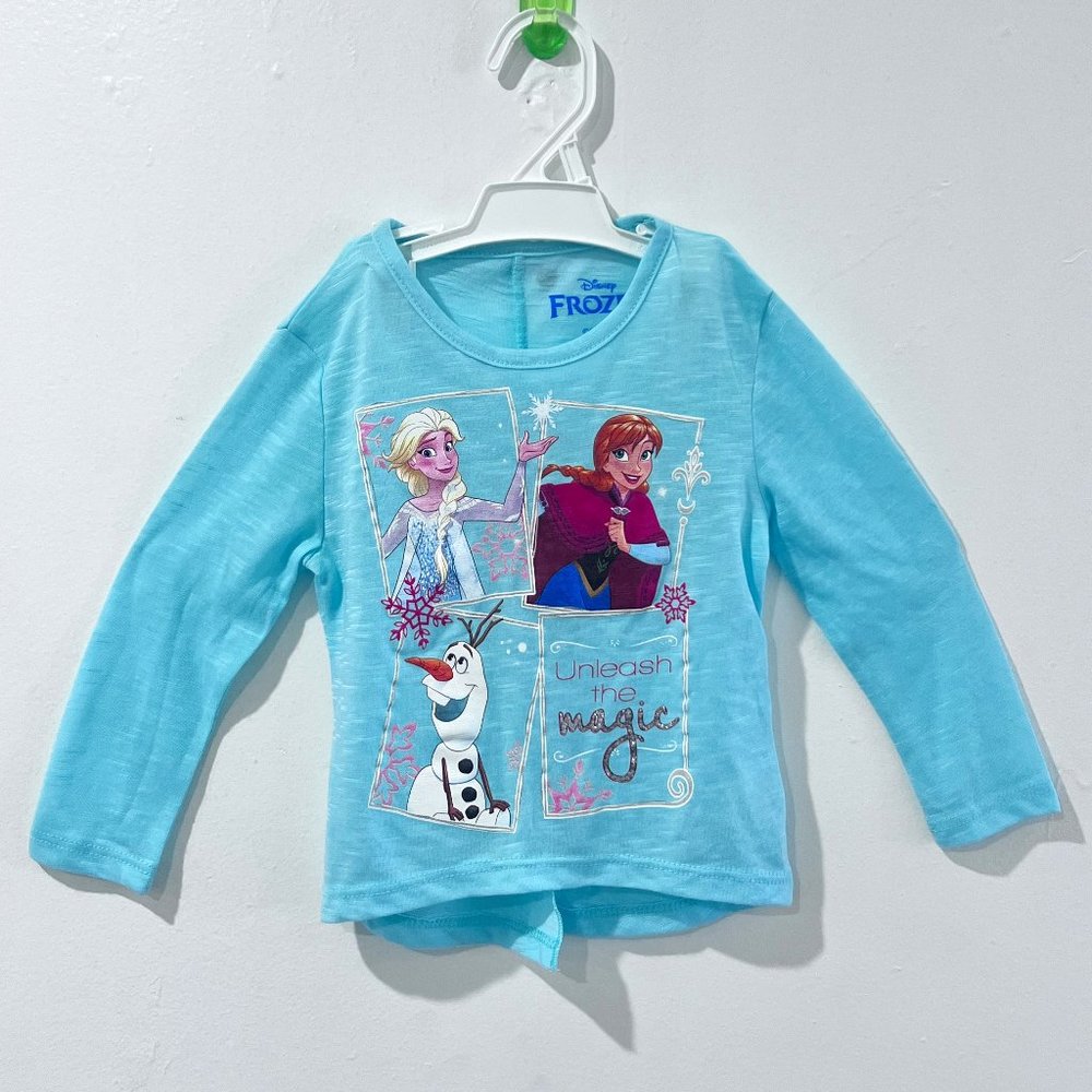 Disney Frozen Unleash the Magic Turquoise Glitter Girls Long Sleeve Shirt